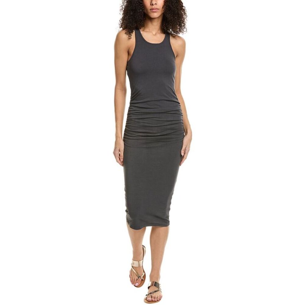 Michael Stars Charcoal Gray Ribbed Midi Tank Dress